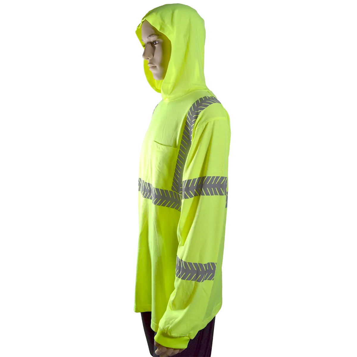 LJHTSL3 ANSI Class 3 Safety Green Reflective Hooded Long Sleeve T-Shirt