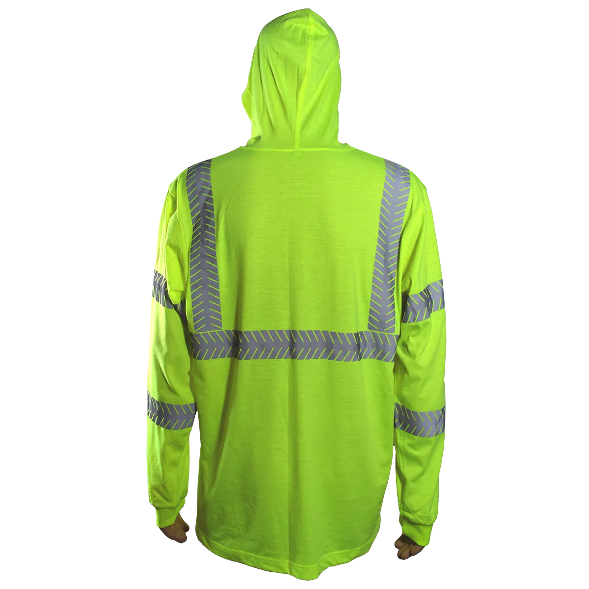 LJHTSL3 ANSI Class 3 Safety Green Reflective Hooded Long Sleeve T-Shirt