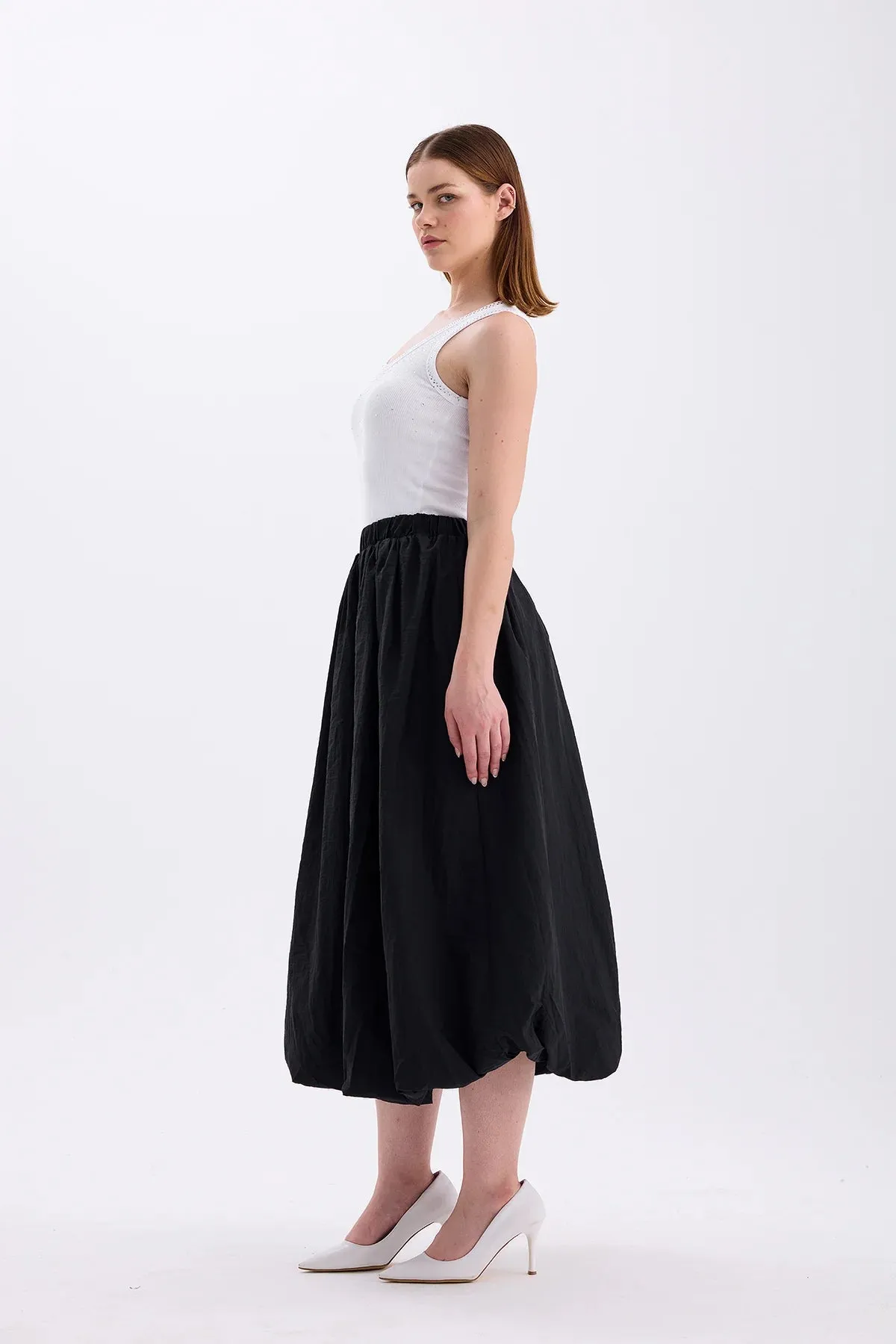 Long Balloon Skirt Black