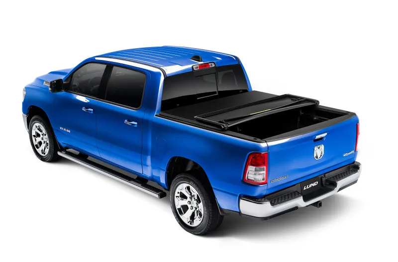 Lund Genesis Elite Tri-Fold Tonneau Cover Vinyl Black 5.5 ft Bed - Dodge Fullsize Truck 2002-15