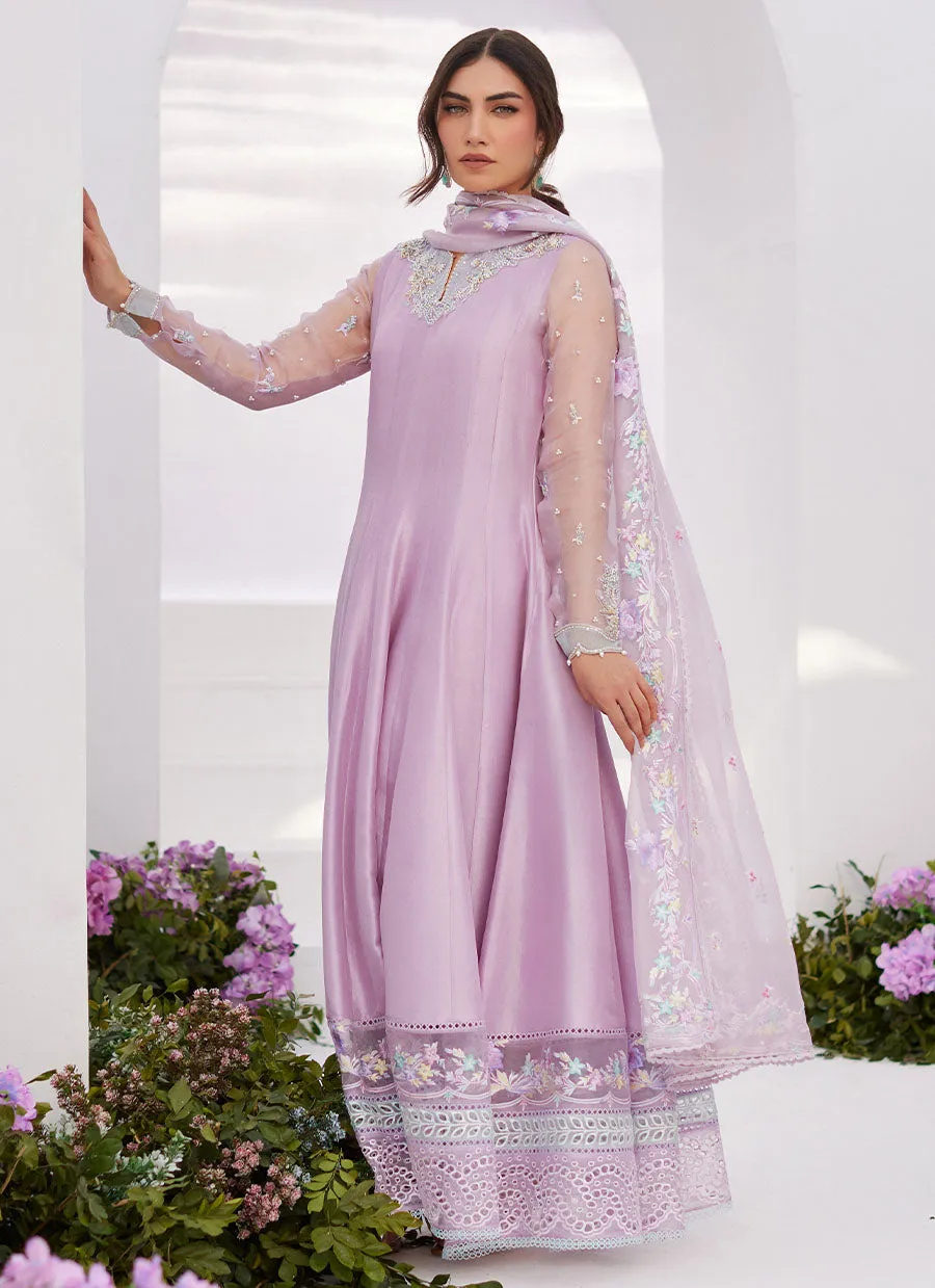 Manon Lilac Embellished Raw Silk Kalidaar