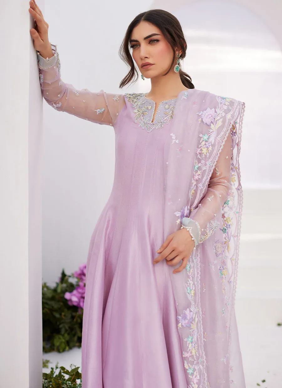 Manon Lilac Embellished Raw Silk Kalidaar