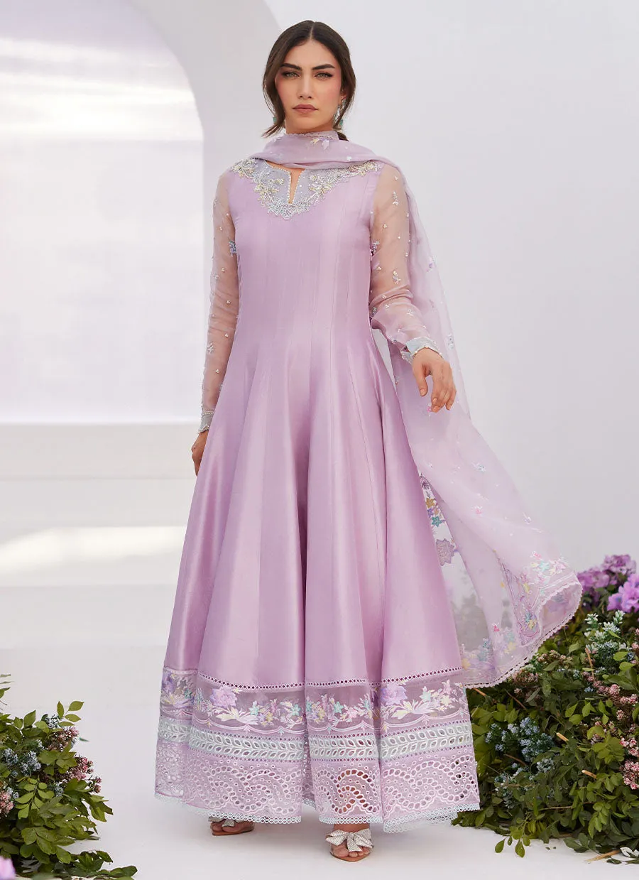 Manon Lilac Embellished Raw Silk Kalidaar