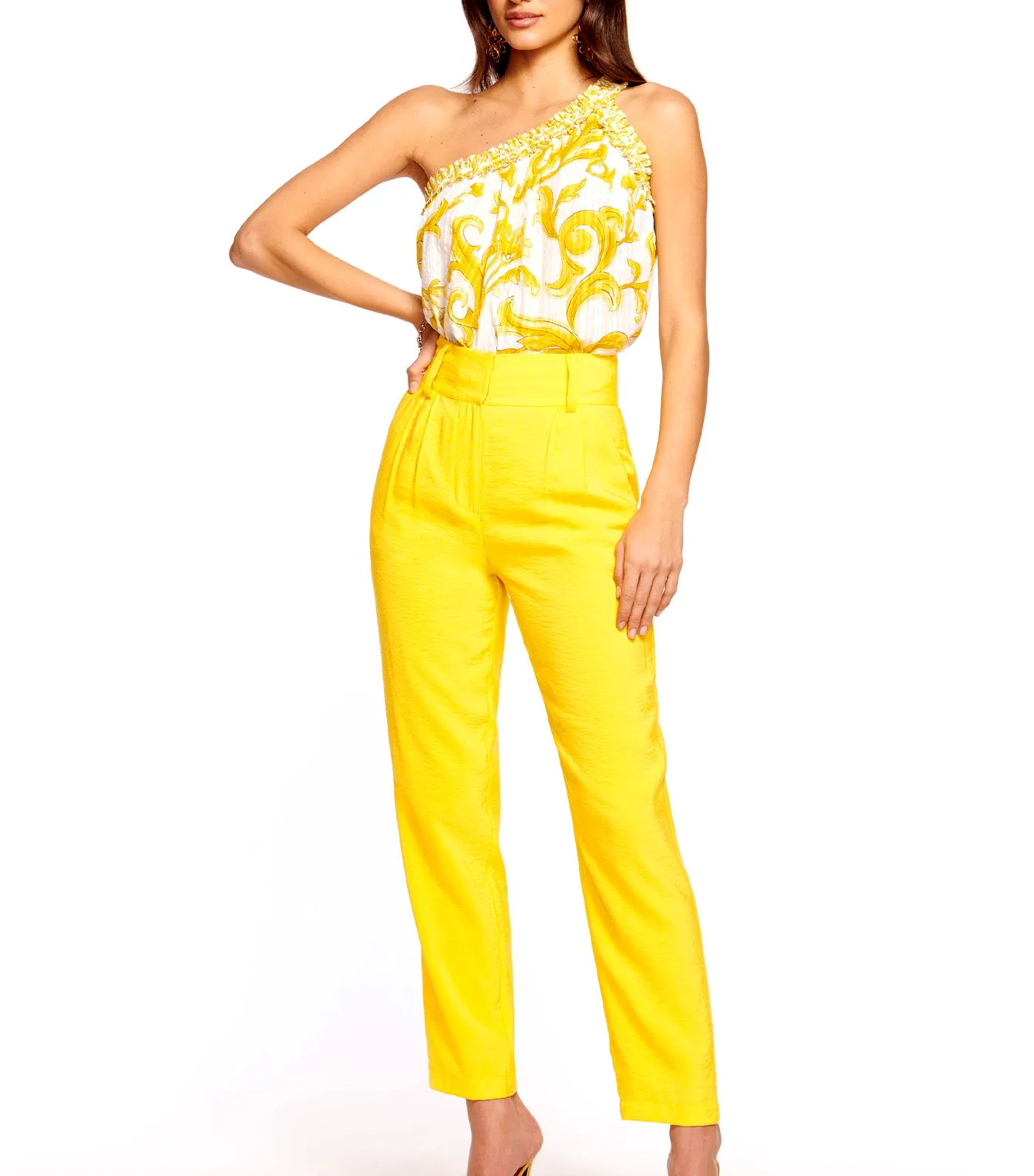 Marion Belted Cropped Pant Bright Lemon