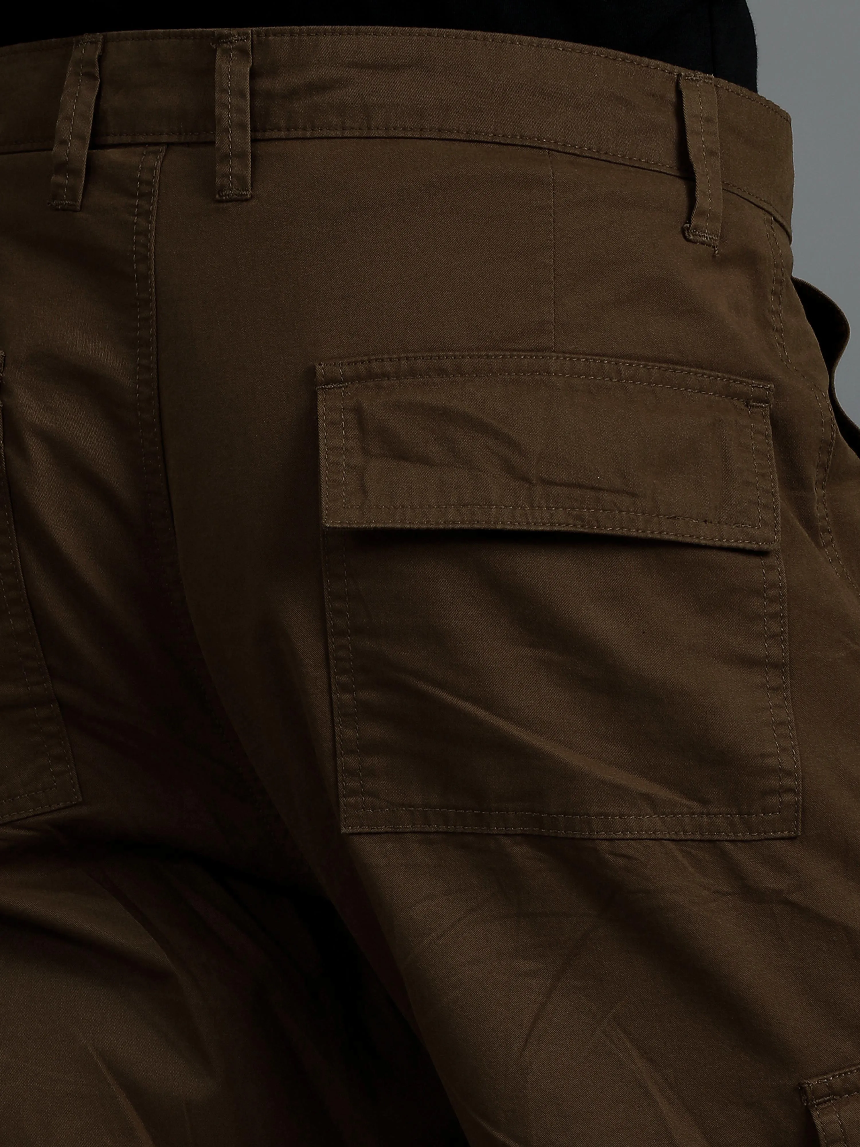 Men 2 Cotton Relaxed Fit Cargo Trousers, Brown khakhi