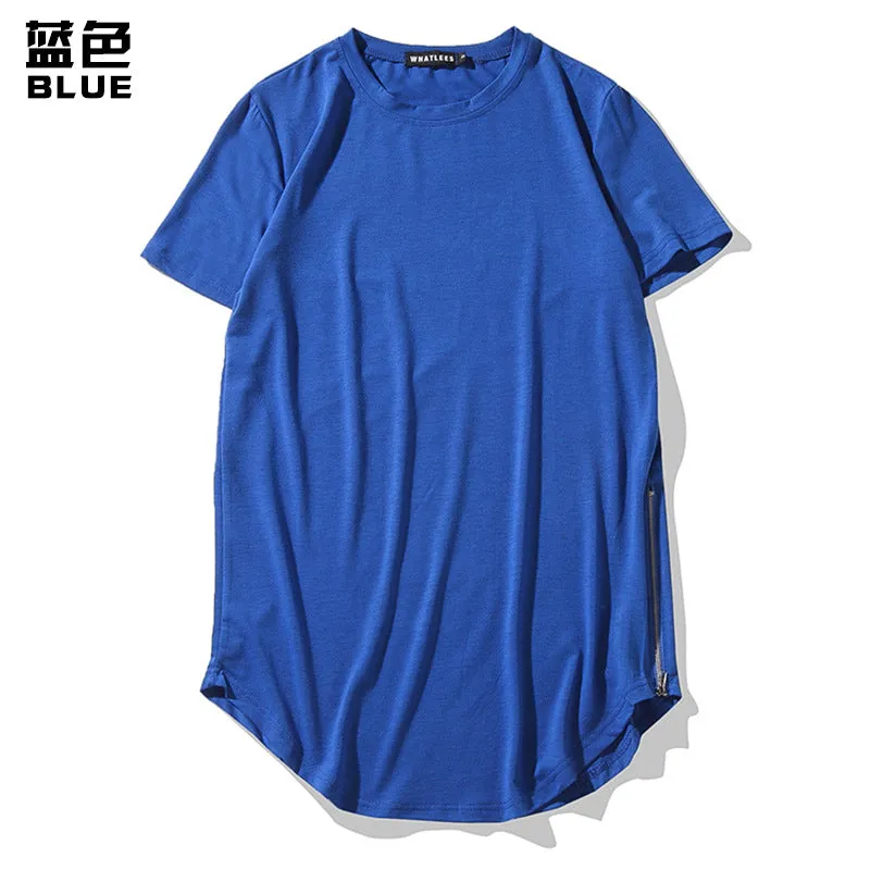 Men Crewneck Double Zippers Short Sleeves T-Shirt