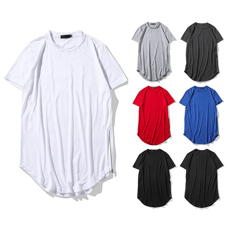 Men Crewneck Double Zippers Short Sleeves T-Shirt