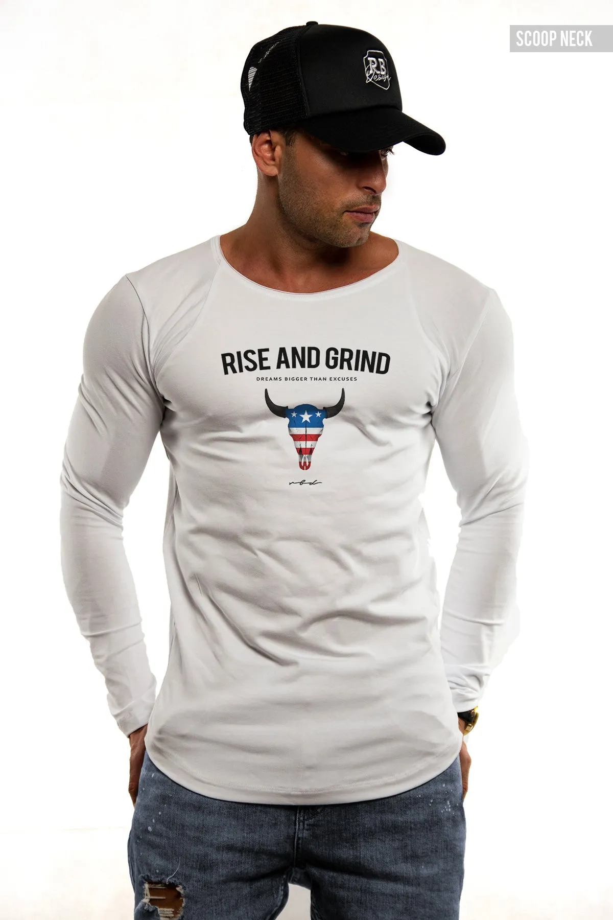 Mens Long Sleeve T-shirt "Rise and Grind" MD932