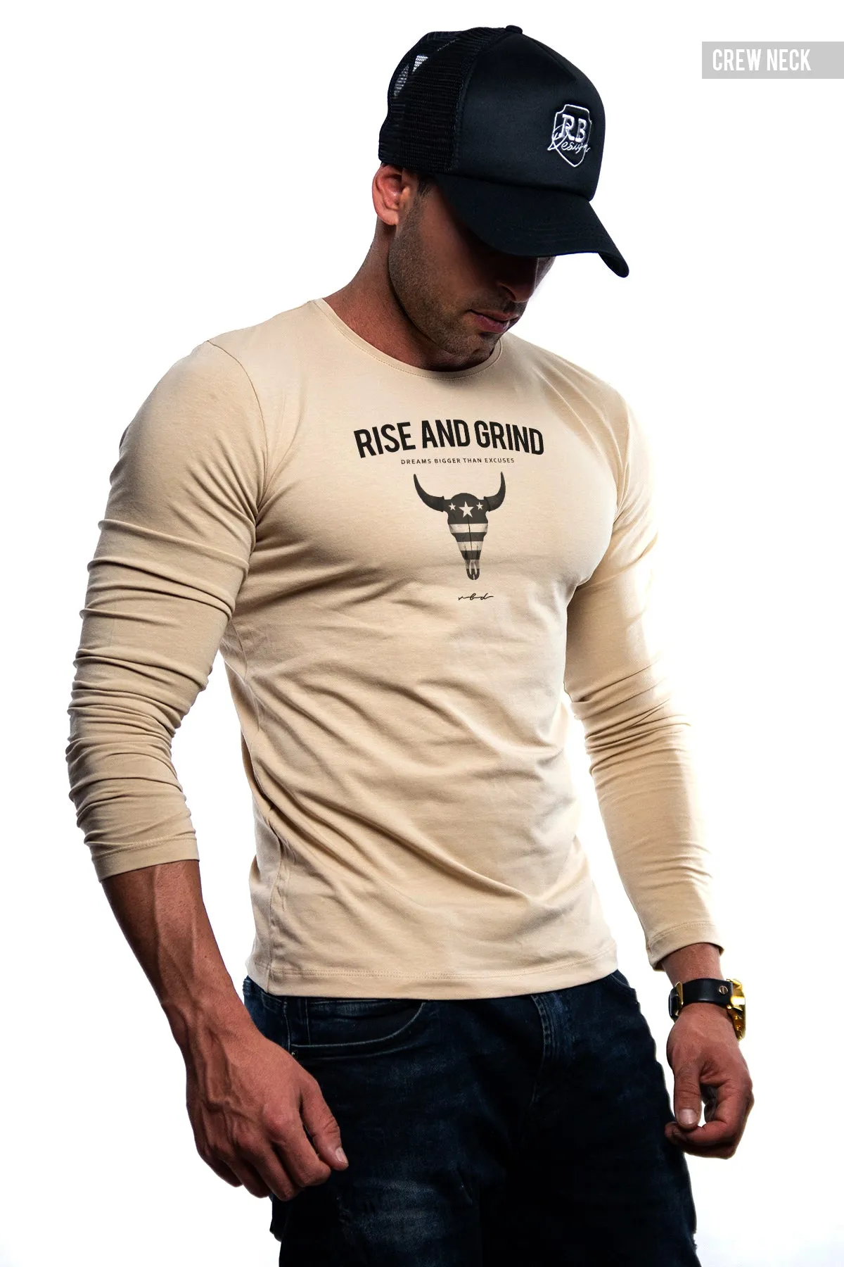 Mens Long Sleeve T-shirt "Rise and Grind" MD932