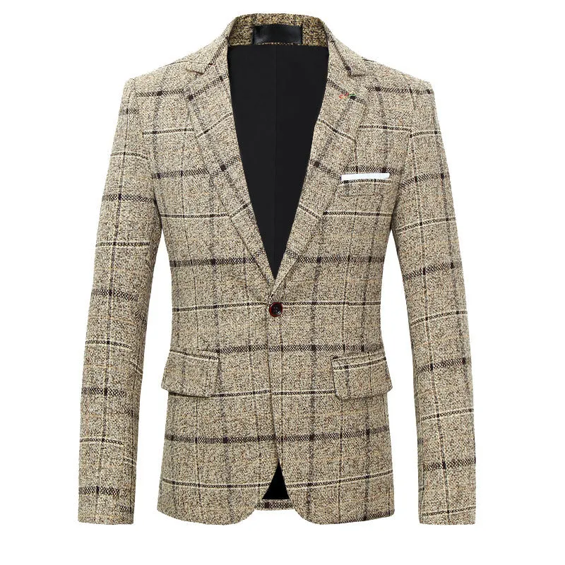 Men’s Slim Fit Plaid Blazer – Stylish Casual Suit Jacket