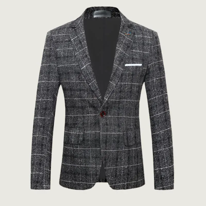 Men’s Slim Fit Plaid Blazer – Stylish Casual Suit Jacket