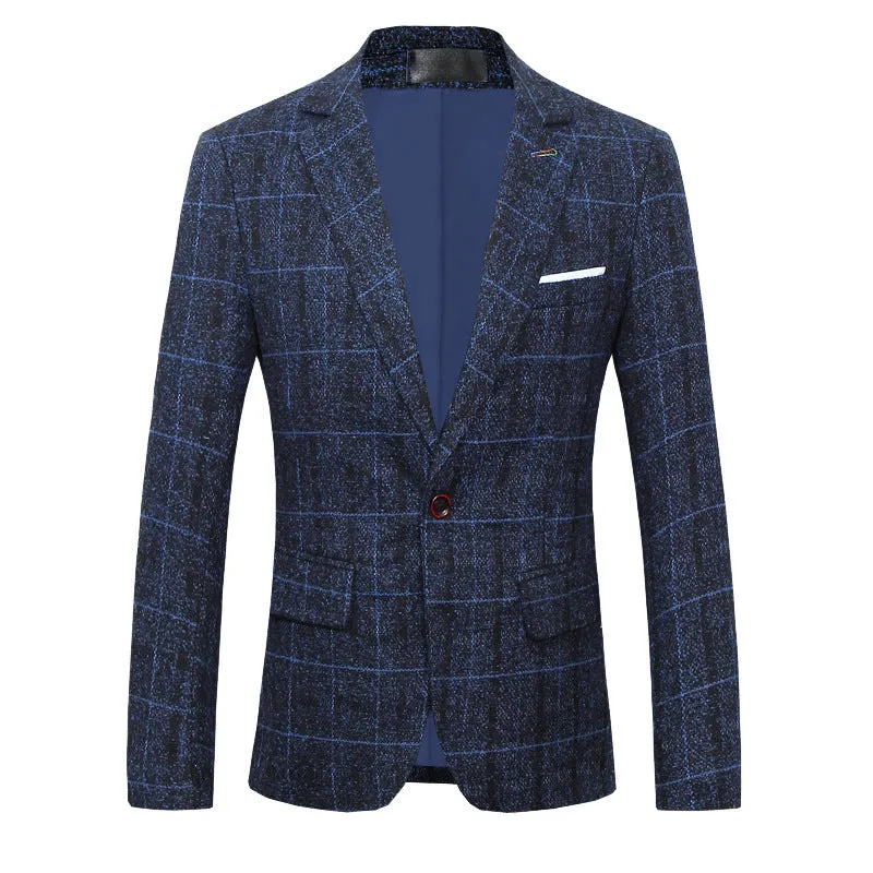 Men’s Slim Fit Plaid Blazer – Stylish Casual Suit Jacket