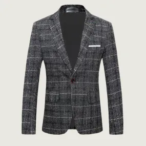 Men’s Slim Fit Plaid Blazer – Stylish Casual Suit Jacket