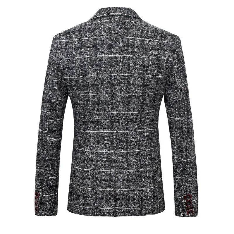 Men’s Slim Fit Plaid Blazer – Stylish Casual Suit Jacket