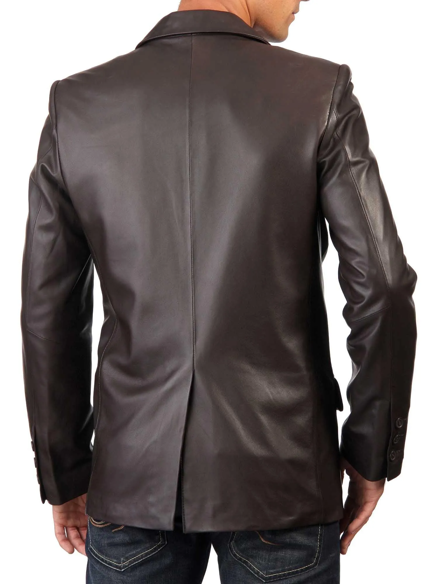 Men's TWO BUTTON Dark Brown Leather Blazer TB014