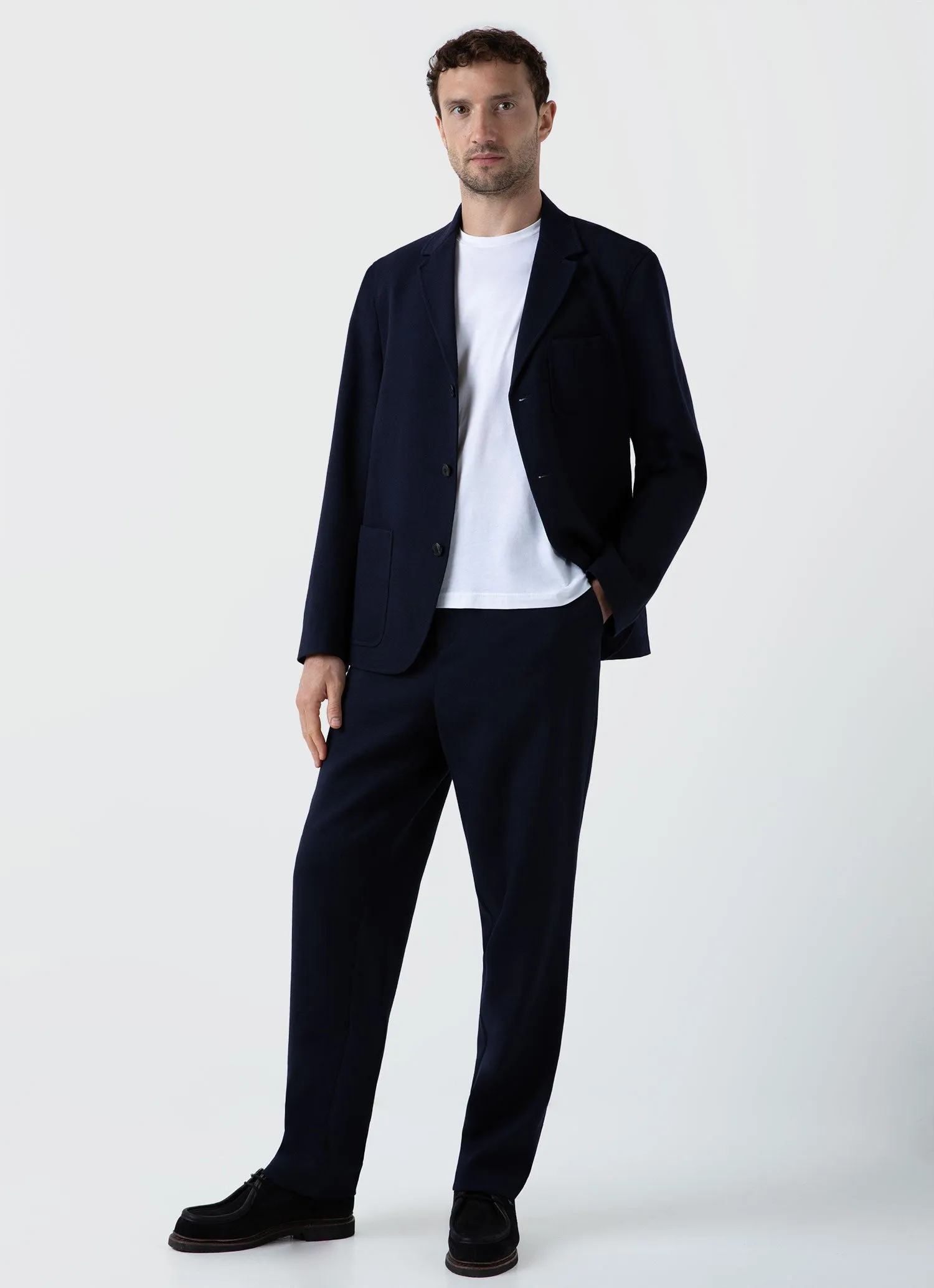 Men's Wool Twill Blazer in Dark Navy