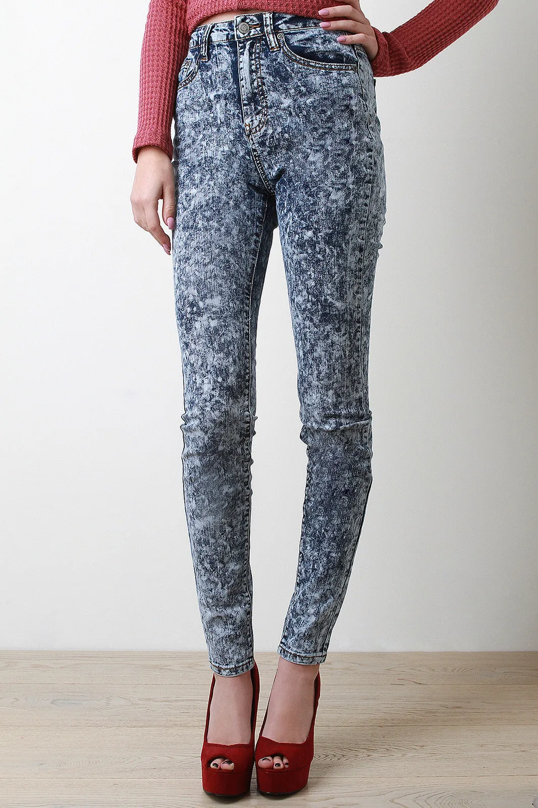 Mineral Wash High Waisted Skinny Jeans