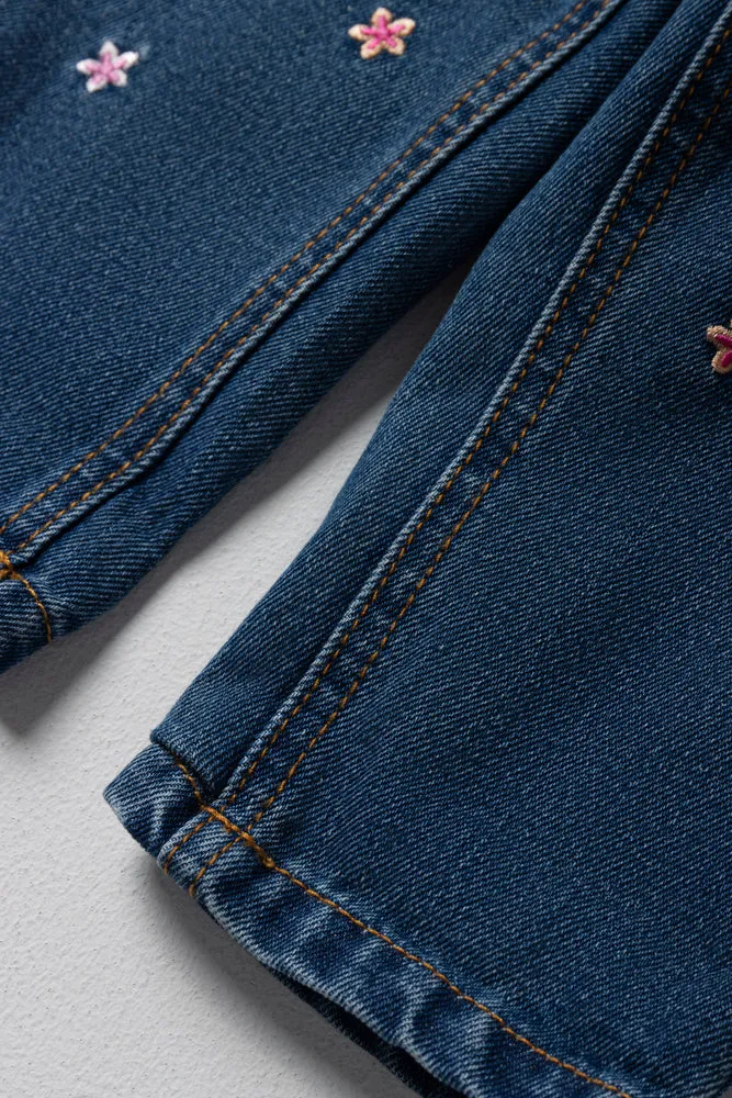 Mini Mom With Stars Embroidered Denim