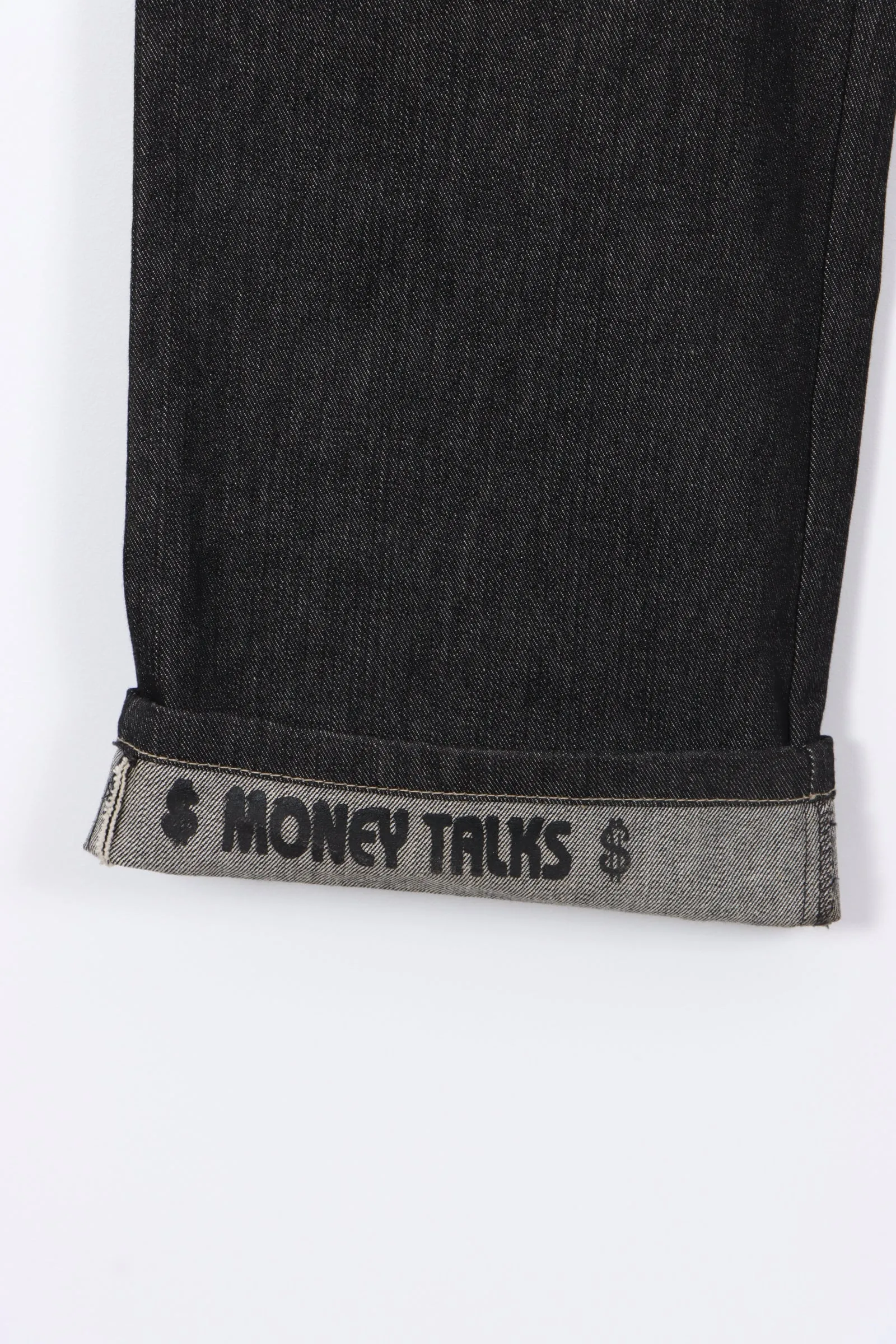 MONEY TALKS Embroidered Sneakers Y2K Jeans (36)