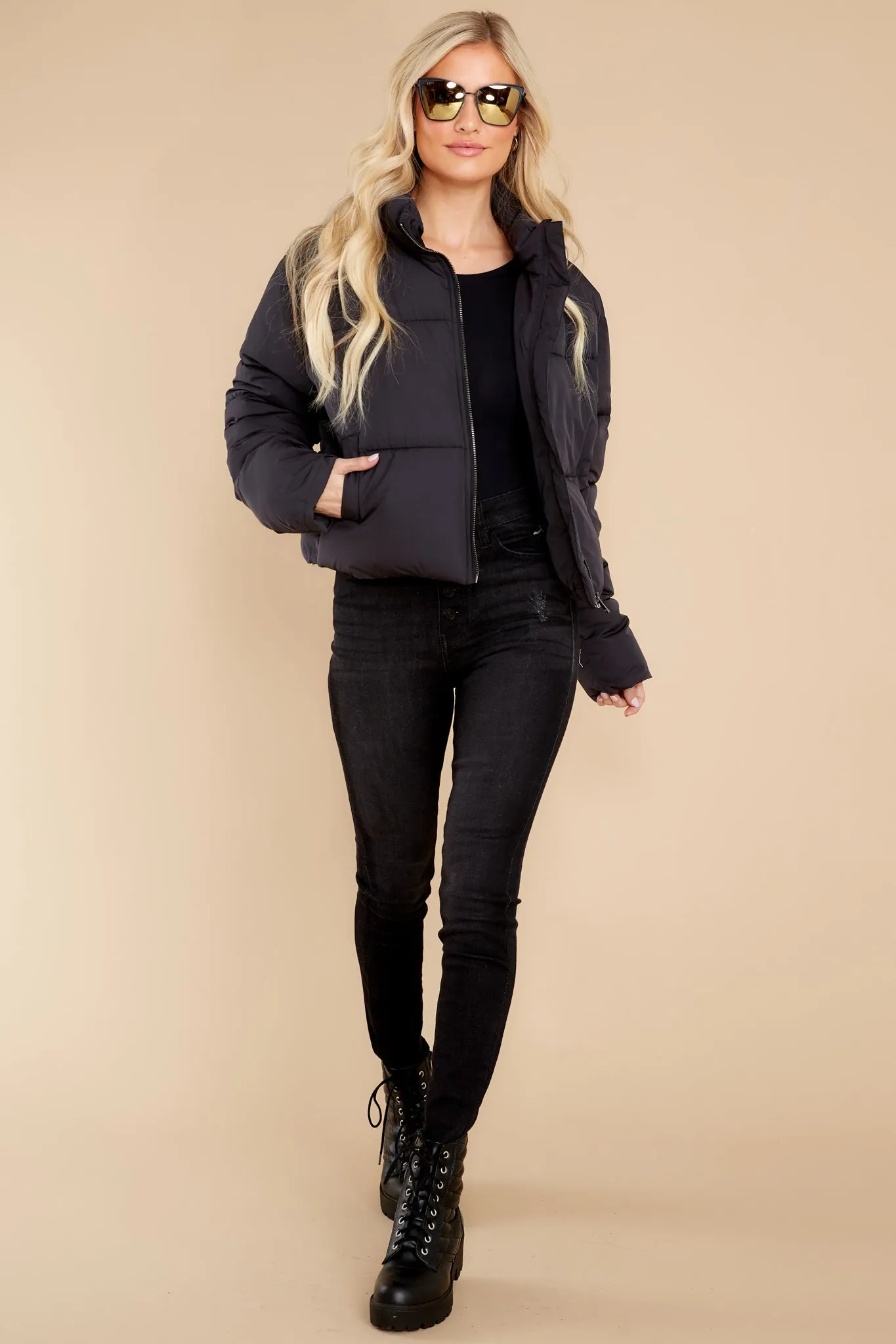 Morning Walks Black Puffer Jacket