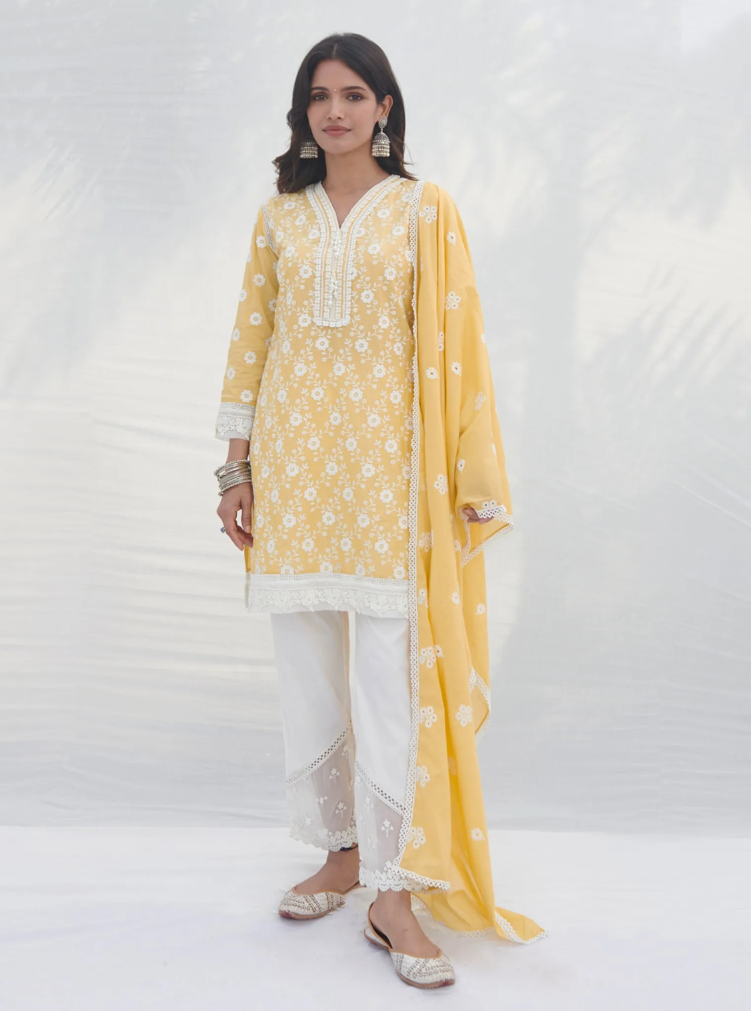 Mulmul Cotton Codli Yellow kurta