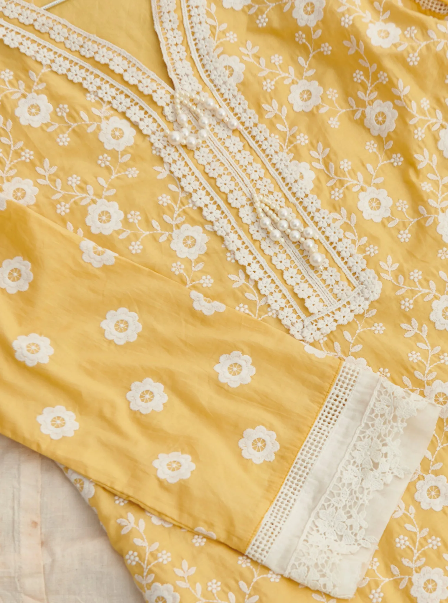 Mulmul Cotton Codli Yellow kurta