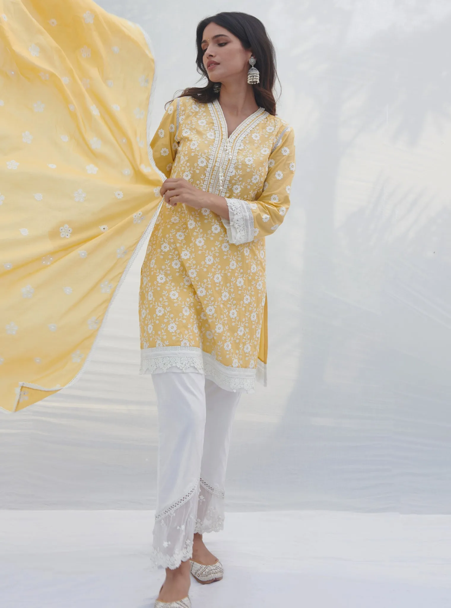 Mulmul Cotton Codli Yellow kurta