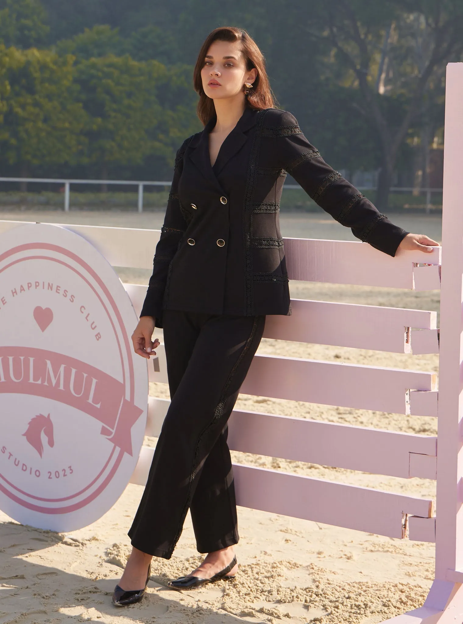 Mulmul Spacer Attica Black Blazer with Mulmul Spacer Attica Black Pant