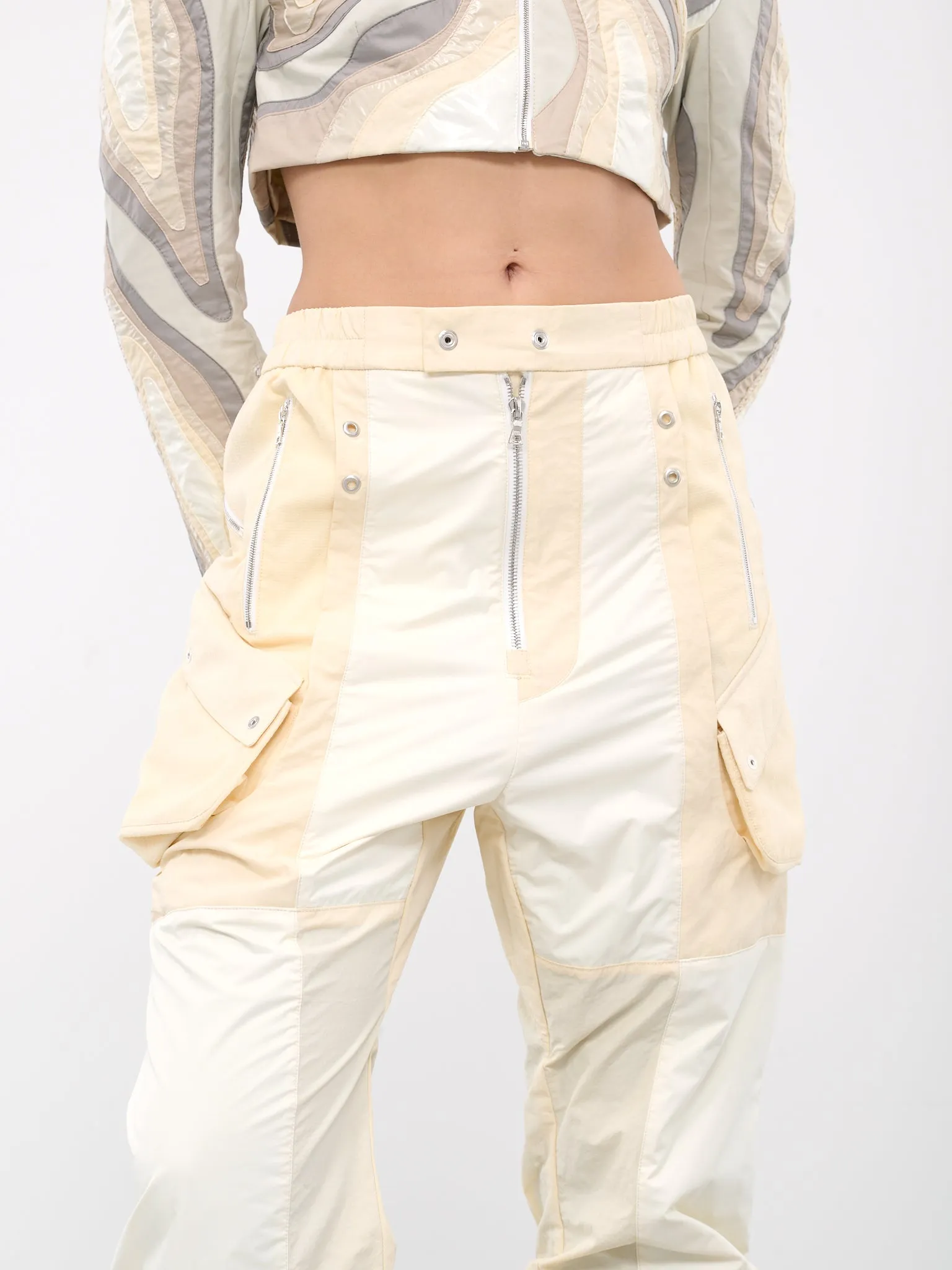 Nylon Tech Check Trousers (12002-CREAM)