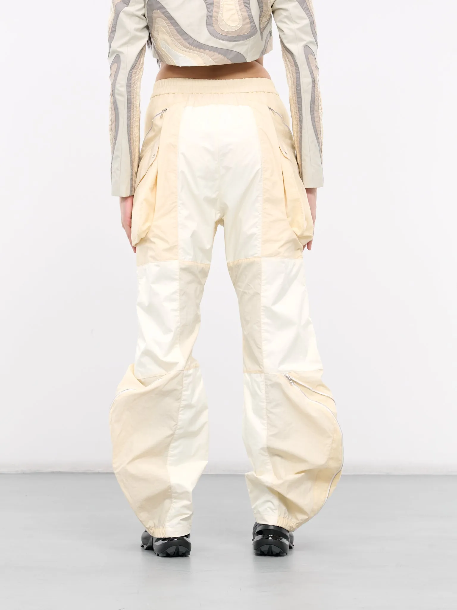 Nylon Tech Check Trousers (12002-CREAM)