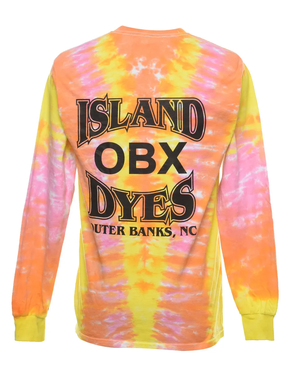 Orange & Pink Tie Dye Long Sleeve T-Shirt - S