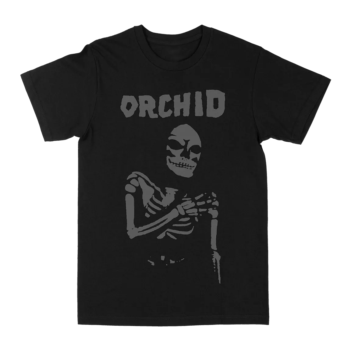 Orchid "Chaos Skeleton: Silver" Black T-Shirt