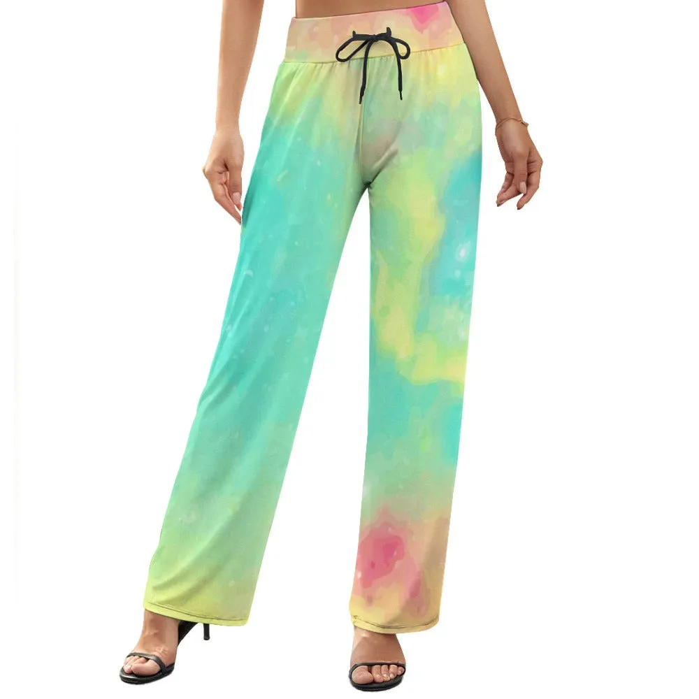 Pastel Tie-dye Women's Wide Leg Pants