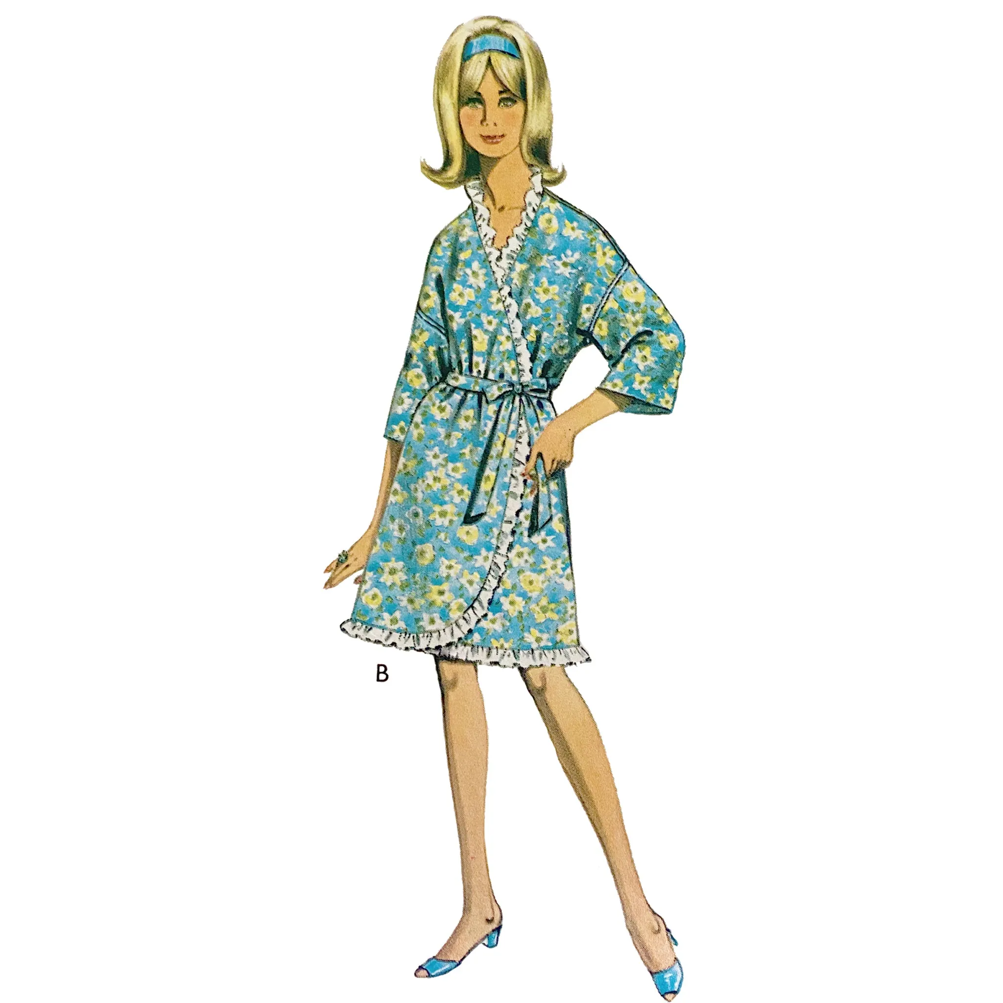 PDF - Vintage 1960s Pattern – Kimono Style Housecoat or Beach Wrap-  Bust 36” (91.4cm) - Instantly  Print at Home