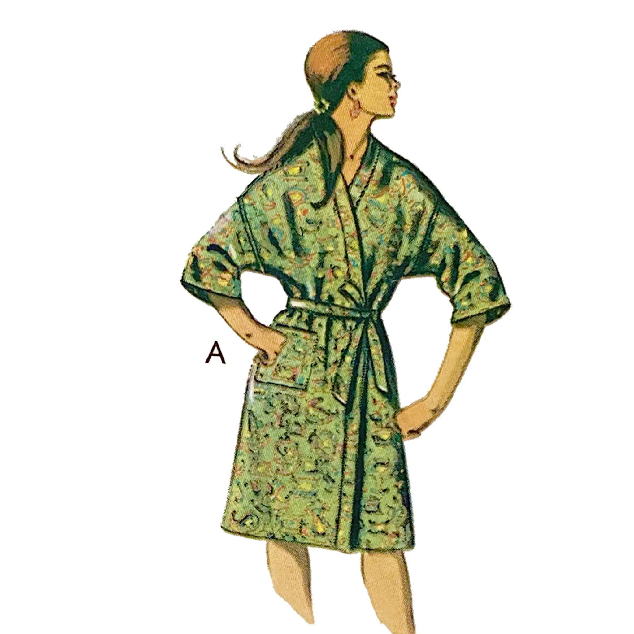 PDF - Vintage 1960s Pattern – Kimono Style Housecoat or Beach Wrap-  Bust 36” (91.4cm) - Instantly  Print at Home