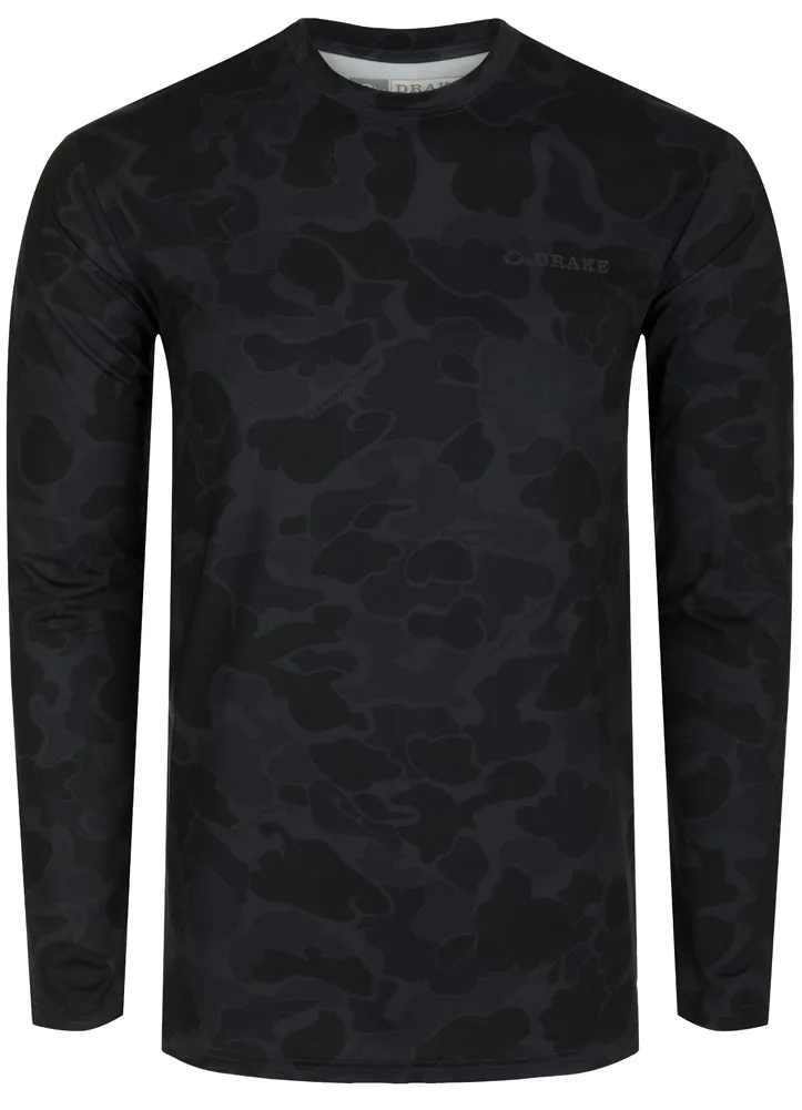 Performance Crew Print L/S in Black by Drake