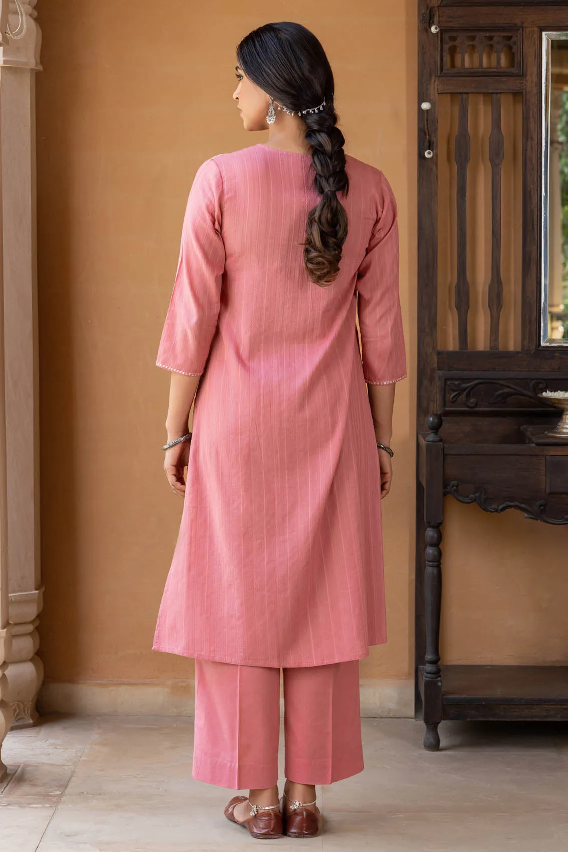 Pink Chikankari Kurta