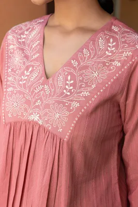 Pink Chikankari Kurta