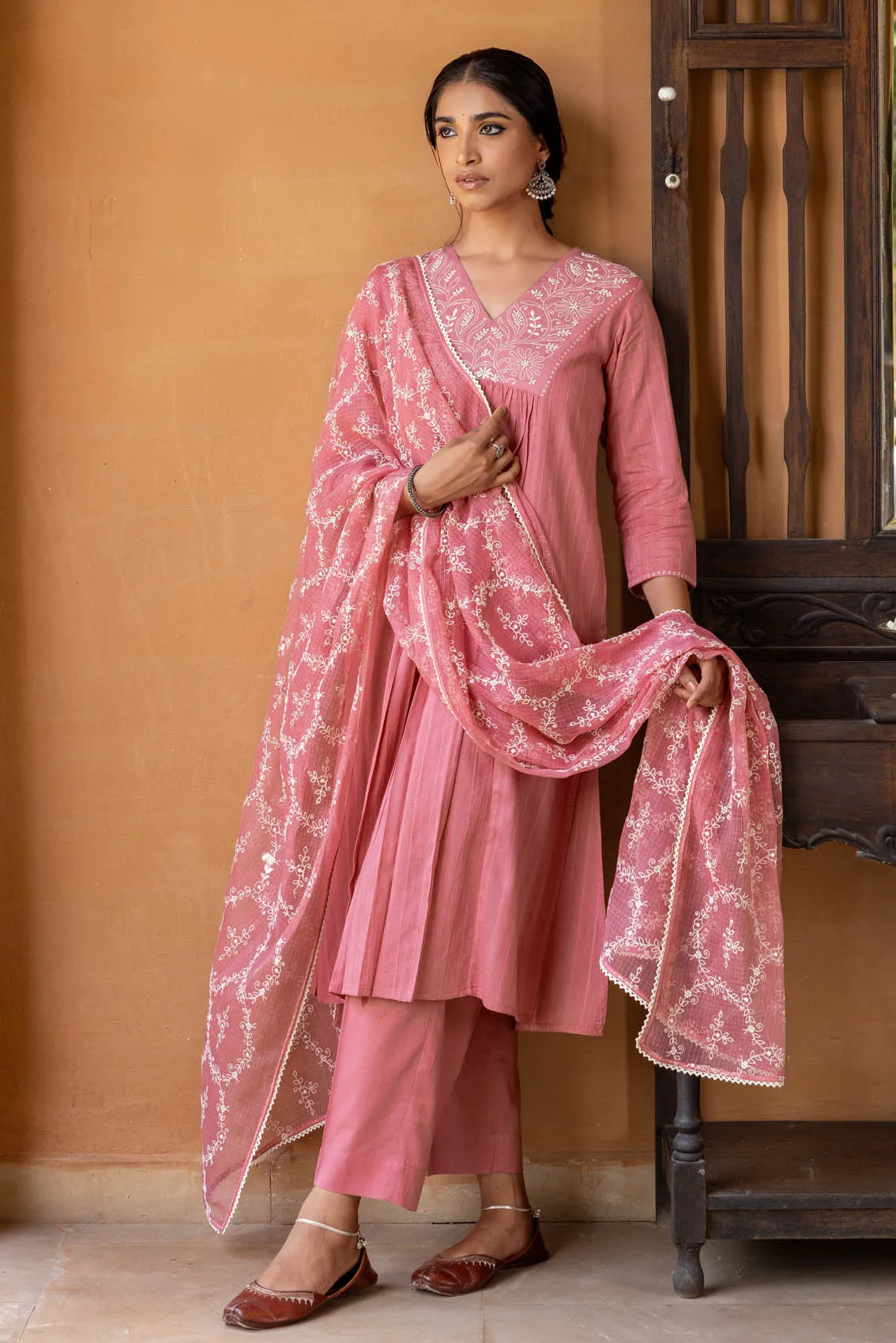 Pink Chikankari Kurta