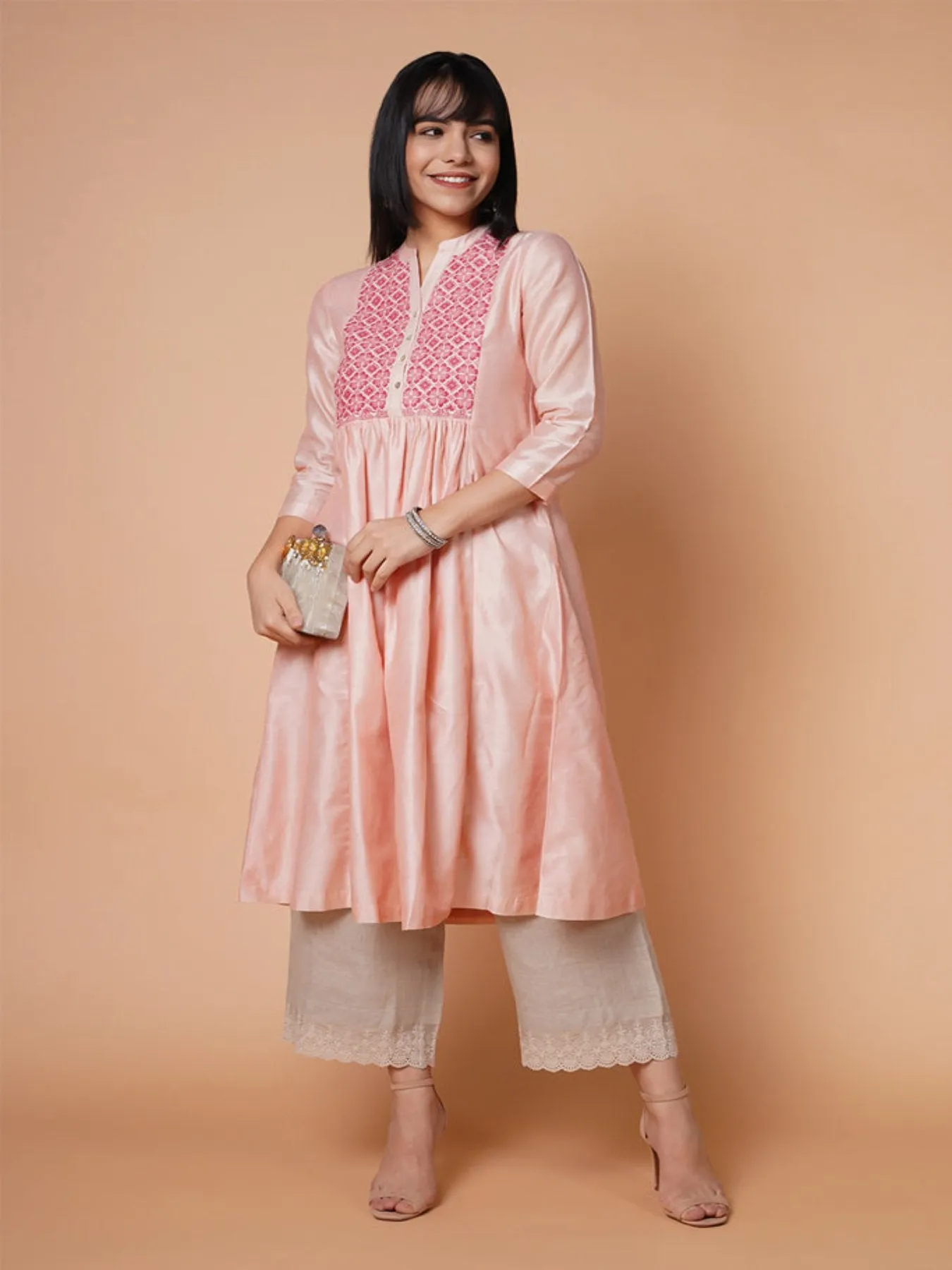 Pink Dating Chanderi Kurta