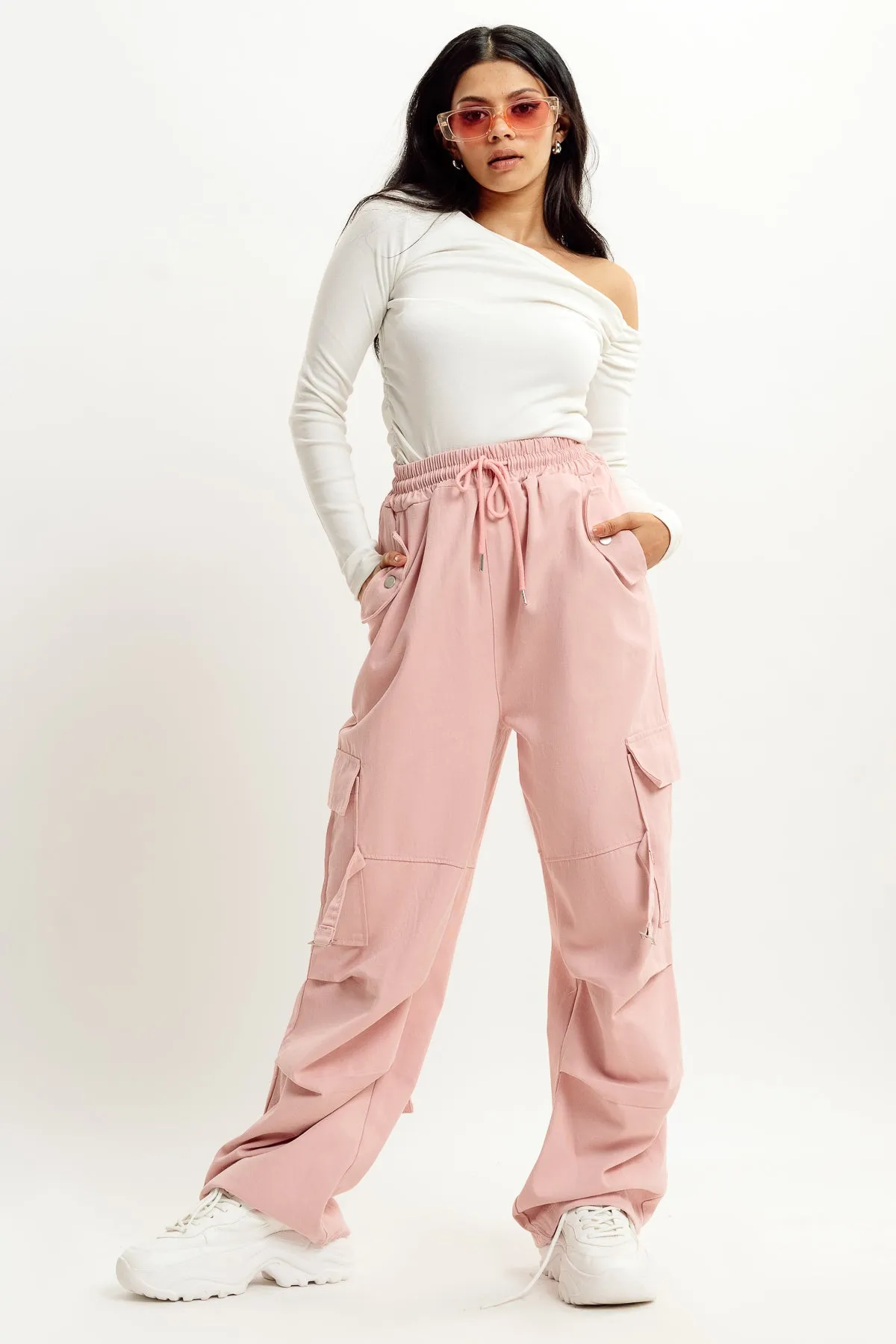 Pink Street Style Cargo Pant