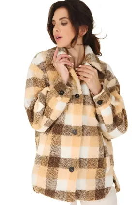 Plaid Sherpa Jacket with Pockets