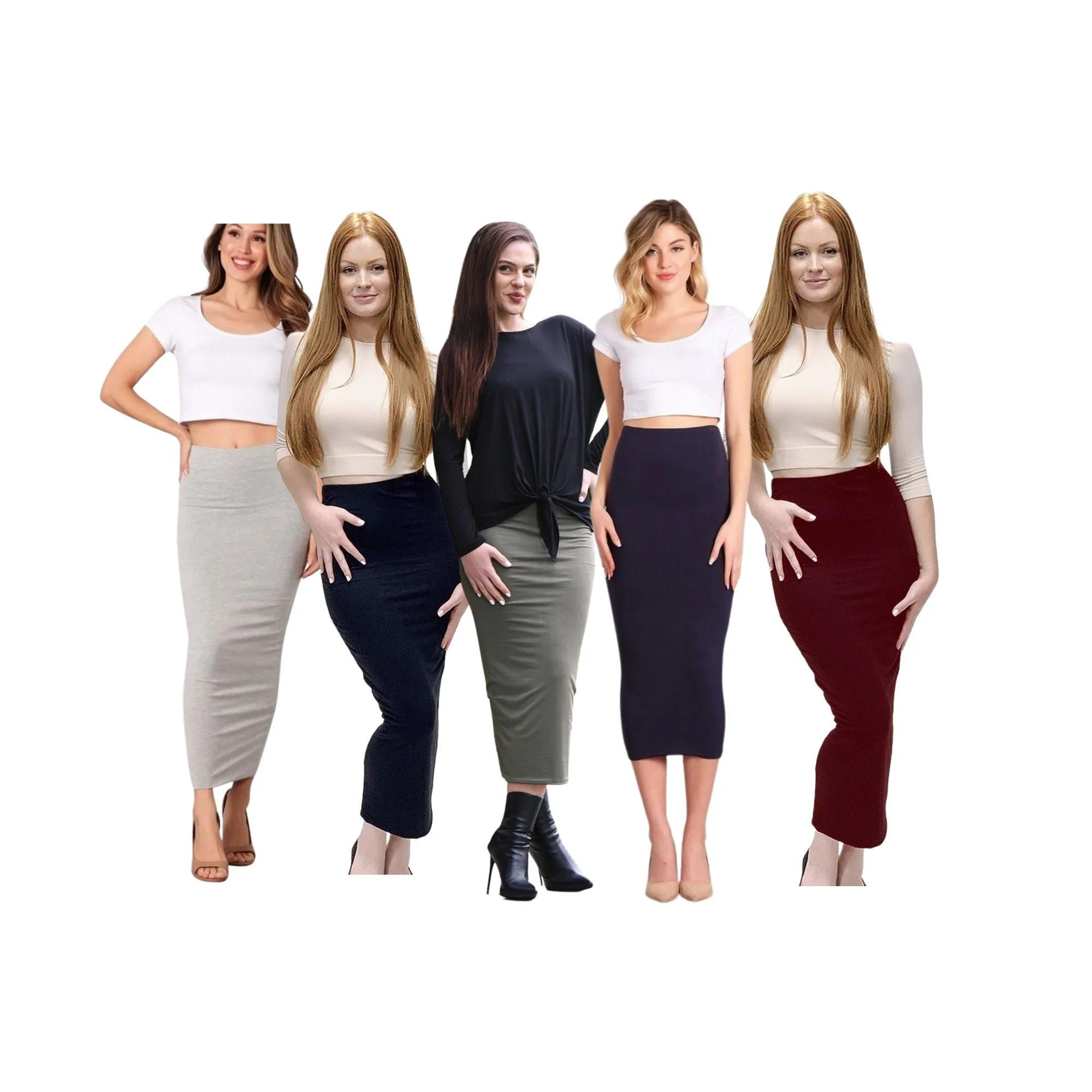 Plus Size Black Double Layer No Slit Bodycon Midi Pencil Skirt. Super Sexy Great Silhouette. Comfort Stretch Pencil Skirt. 1X-2X Plus Size