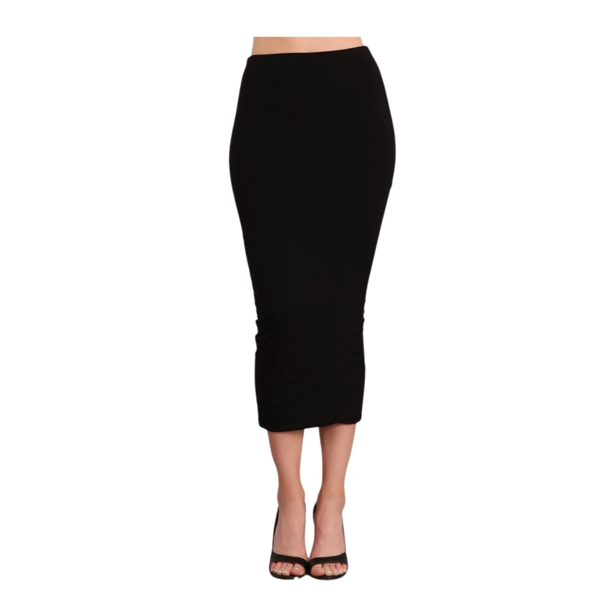 Plus Size Black Double Layer No Slit Bodycon Midi Pencil Skirt. Super Sexy Great Silhouette. Comfort Stretch Pencil Skirt. 1X-2X Plus Size