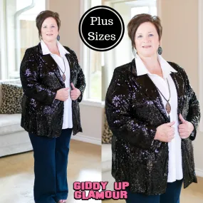 Plus Size Dazzle Them All Sequin Blazer Jacket in Black