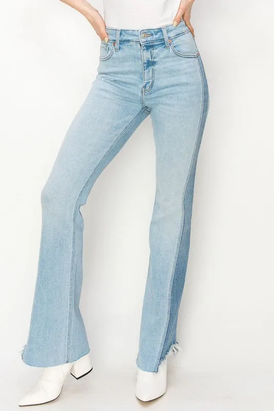 PLUS SIZE - HIGH RISE BOOT CUT COLOR PANEL DETAIL