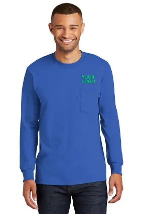 Port & Company Tall Long Sleeve Customized Essential Pocket Tee's, Royal