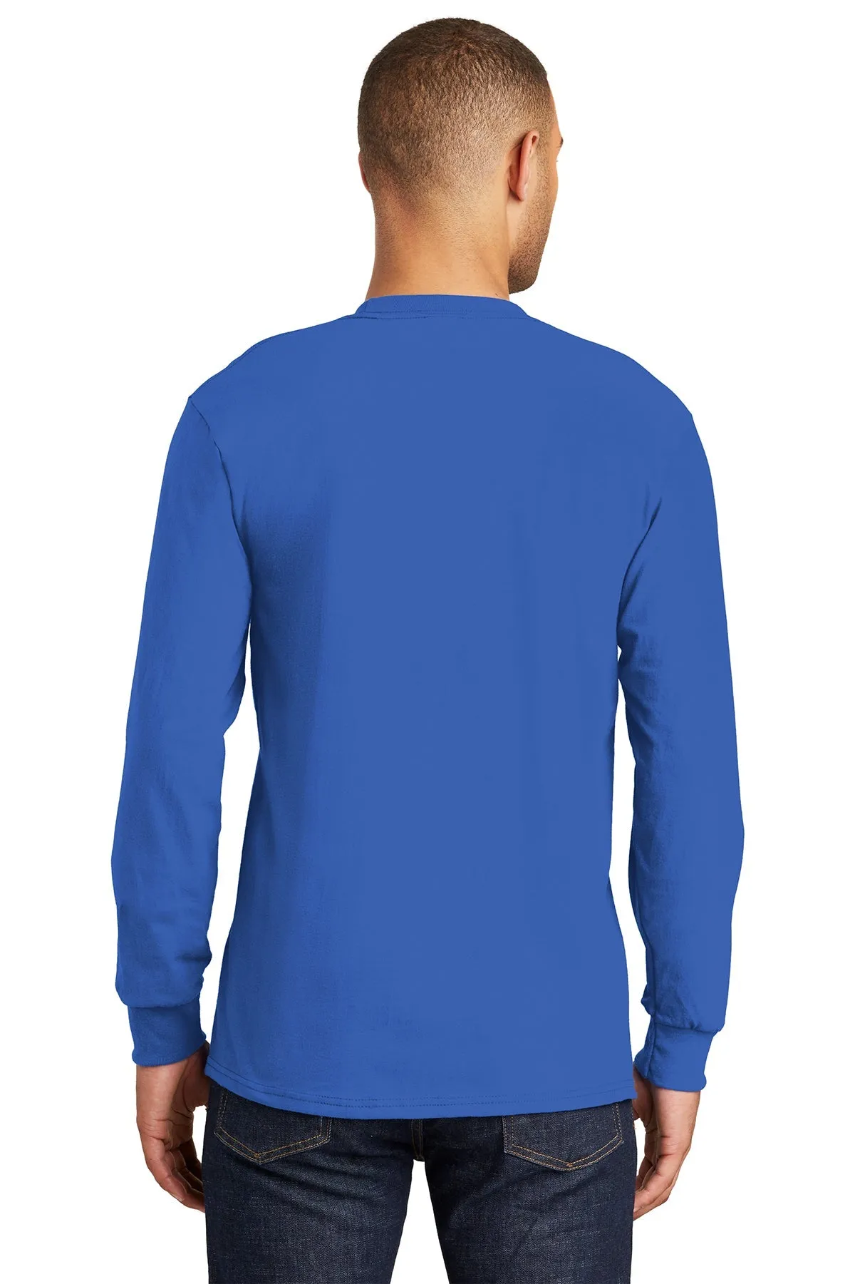 Port & Company Tall Long Sleeve Customized Essential Pocket Tee's, Royal