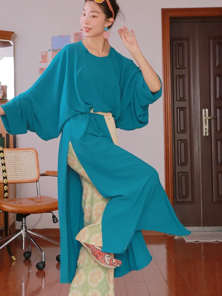 Poyang 鄱陽 Lake Poyang Tang Dynasty Unisex Yuanlingpao Round Collar Robe & Pants Set