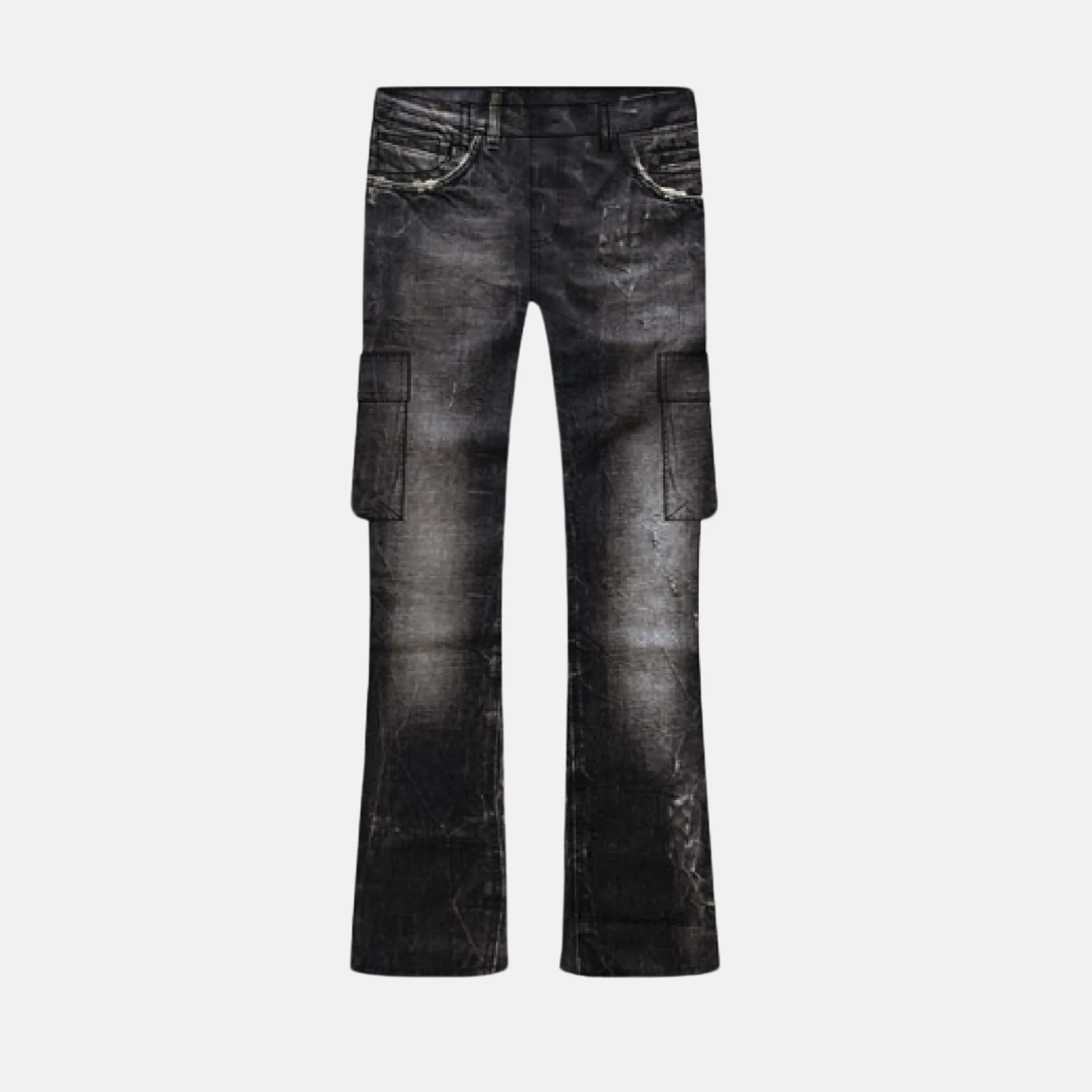 Purple Brand Black Cargo Flare Jeans